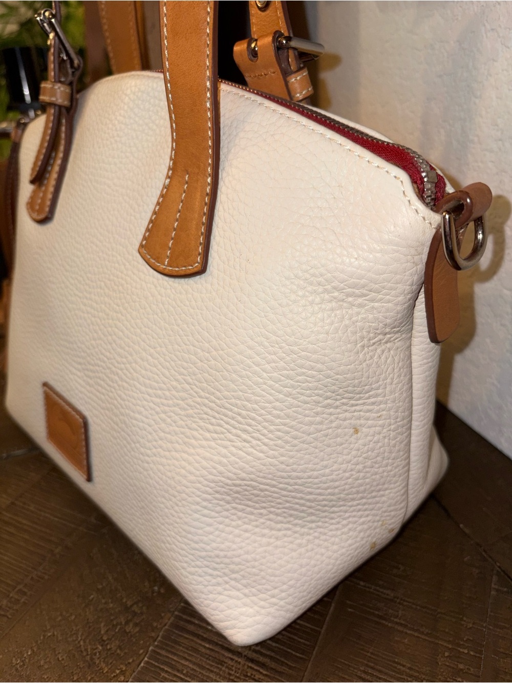 ✨ Dooney & Bourke Pebbled Leather Satchel | Ivory Cream | Tassel Detail | NWOT - Picture 5 of 12